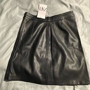Zara Black Faux Leather Mini Skirt